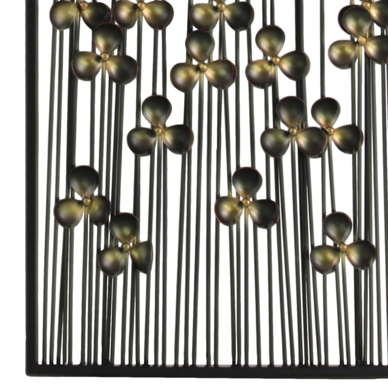 Metal Clover Leaf Design Wall Decor with Rectangular Frame, Black