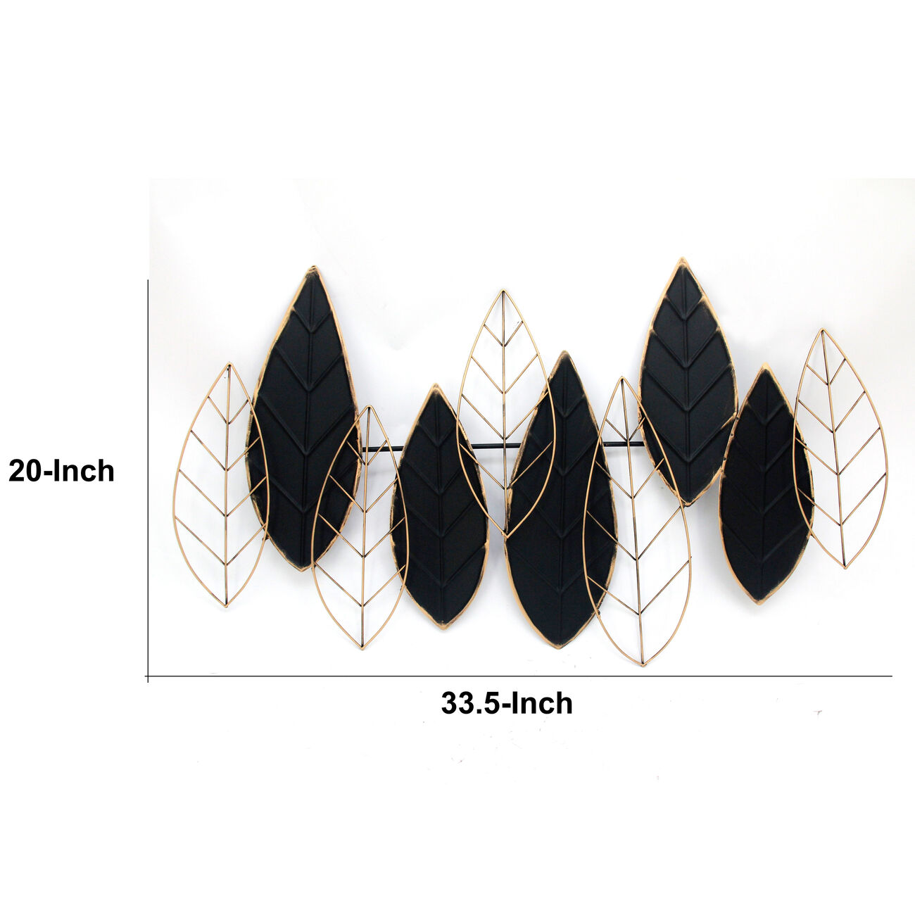 Decorative Metal Leaf Wall Decor with Intricate Details,Gold and Black