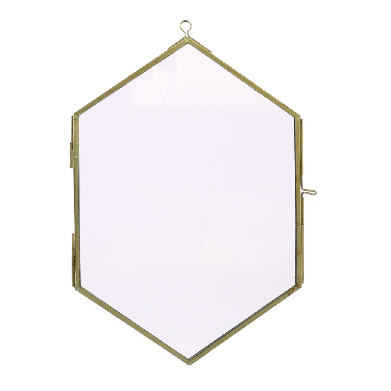 Metal Hexagonal Wall Frame with Mounting Hardware, Small, Brass