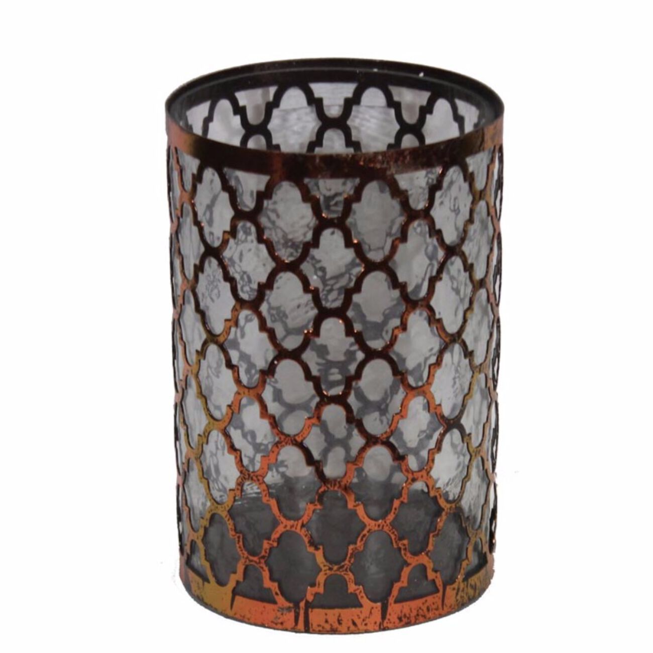 Metal/Glass Candle Holder, Copper
