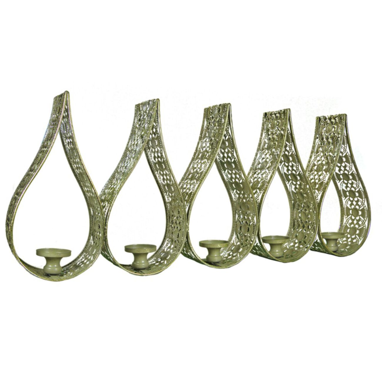 Metal Candle Holder In An Array, With 5 Holders, Beige