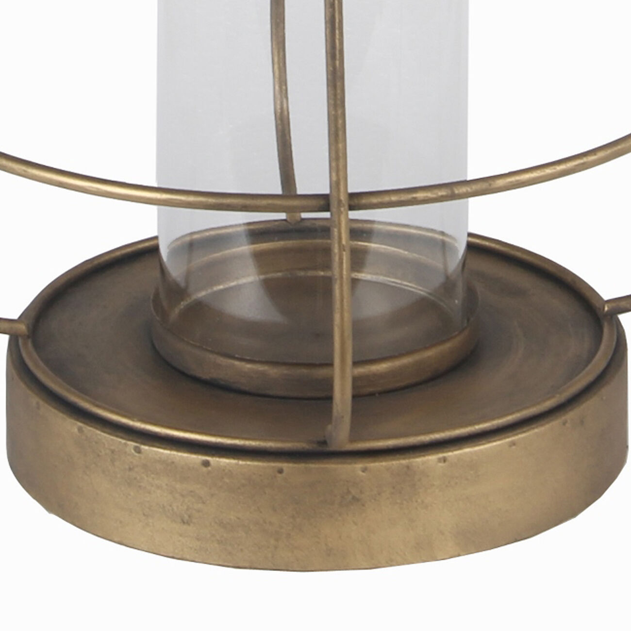 Cage Type Round Metal Lantern with Top Hook and Stable Base, Large, Gold