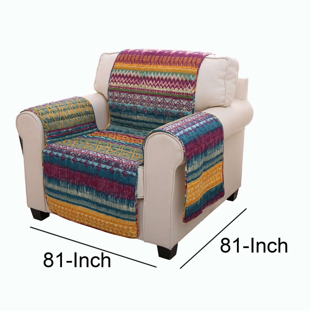 Polyester Arm Chair Protector with Tribal Print, Multicolor