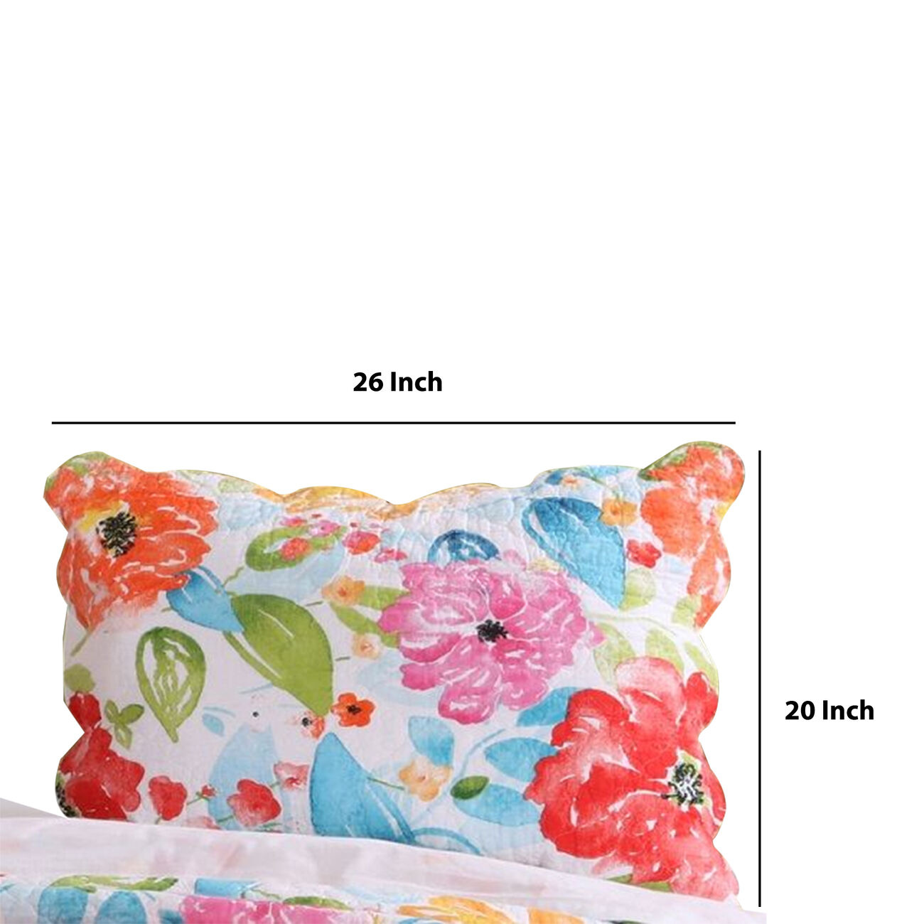 20 X 26 Floral Printed Pillow Sham with Polyester Filling, Multicolor