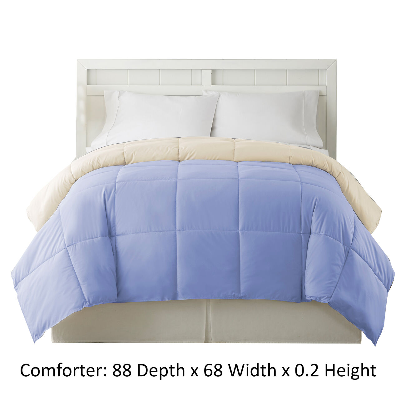 Genoa Twin Size Box Quilted Reversible Comforter The Urban Port, Blue and Cream