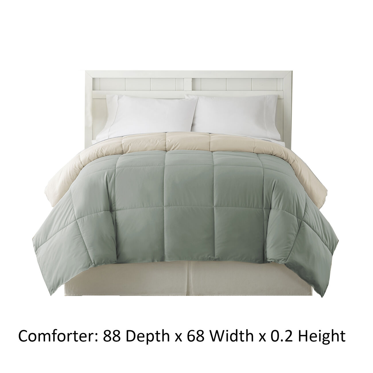 Genoa Twin Size Box Quilted Reversible Comforter The Urban Port, Gray and Beige