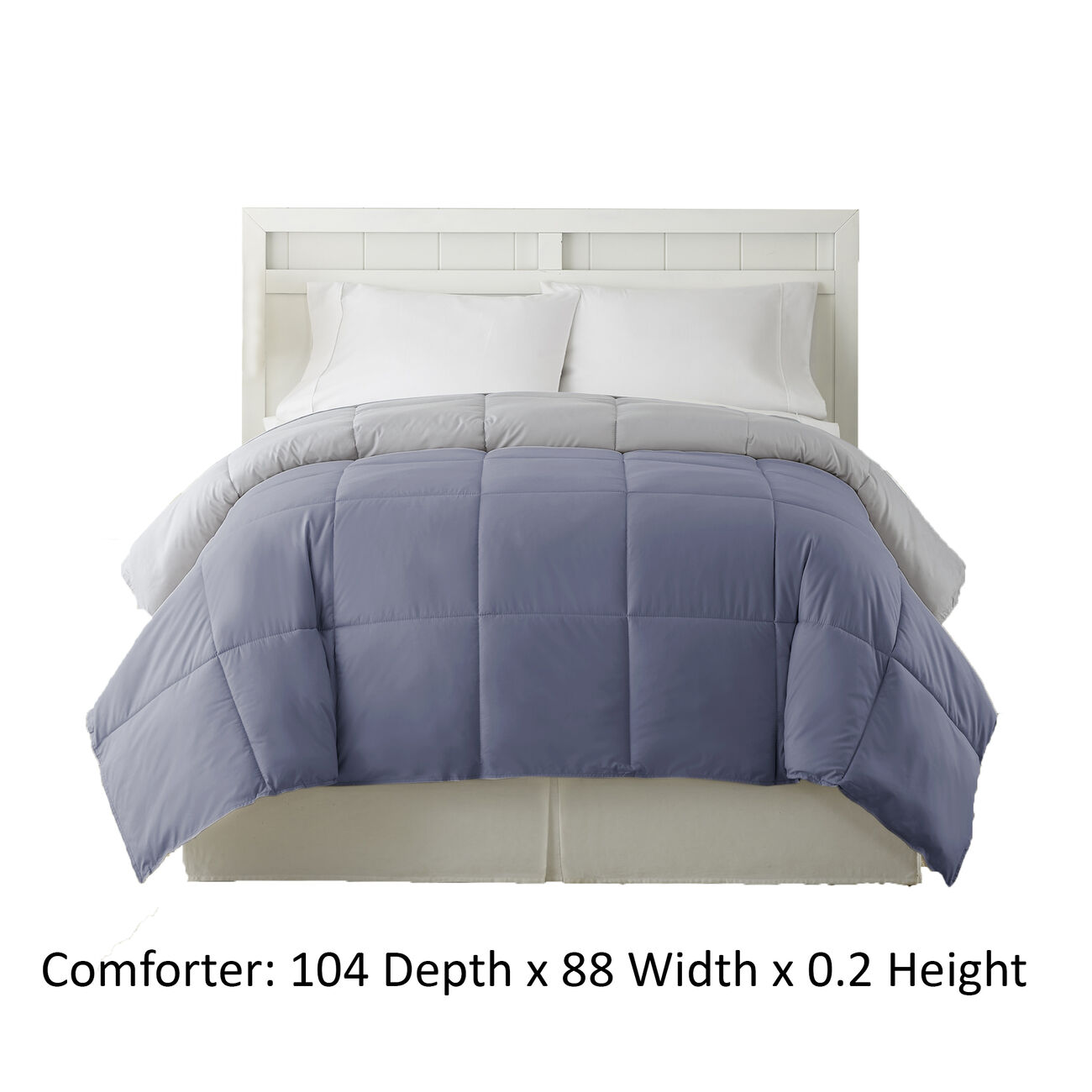 Genoa Reversible King Comforter with Box Quilted The Urban Port, Silver and Blue