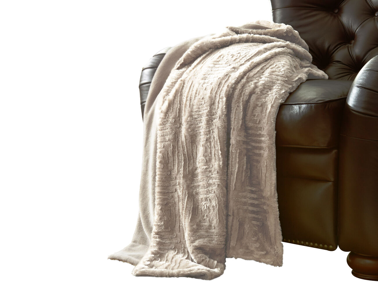 Treviso Faux Fur Throw with Fret Pattern The Urban Port, White