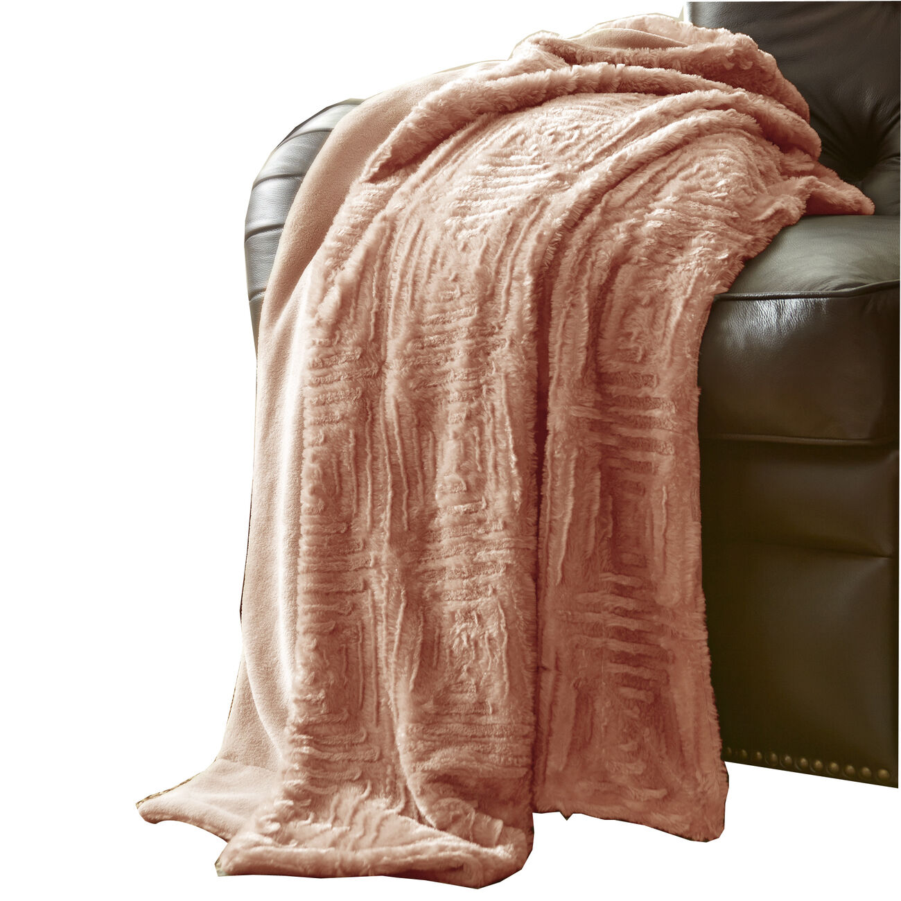 Treviso Faux Fur Throw with Fret Pattern The Urban Port, Pink