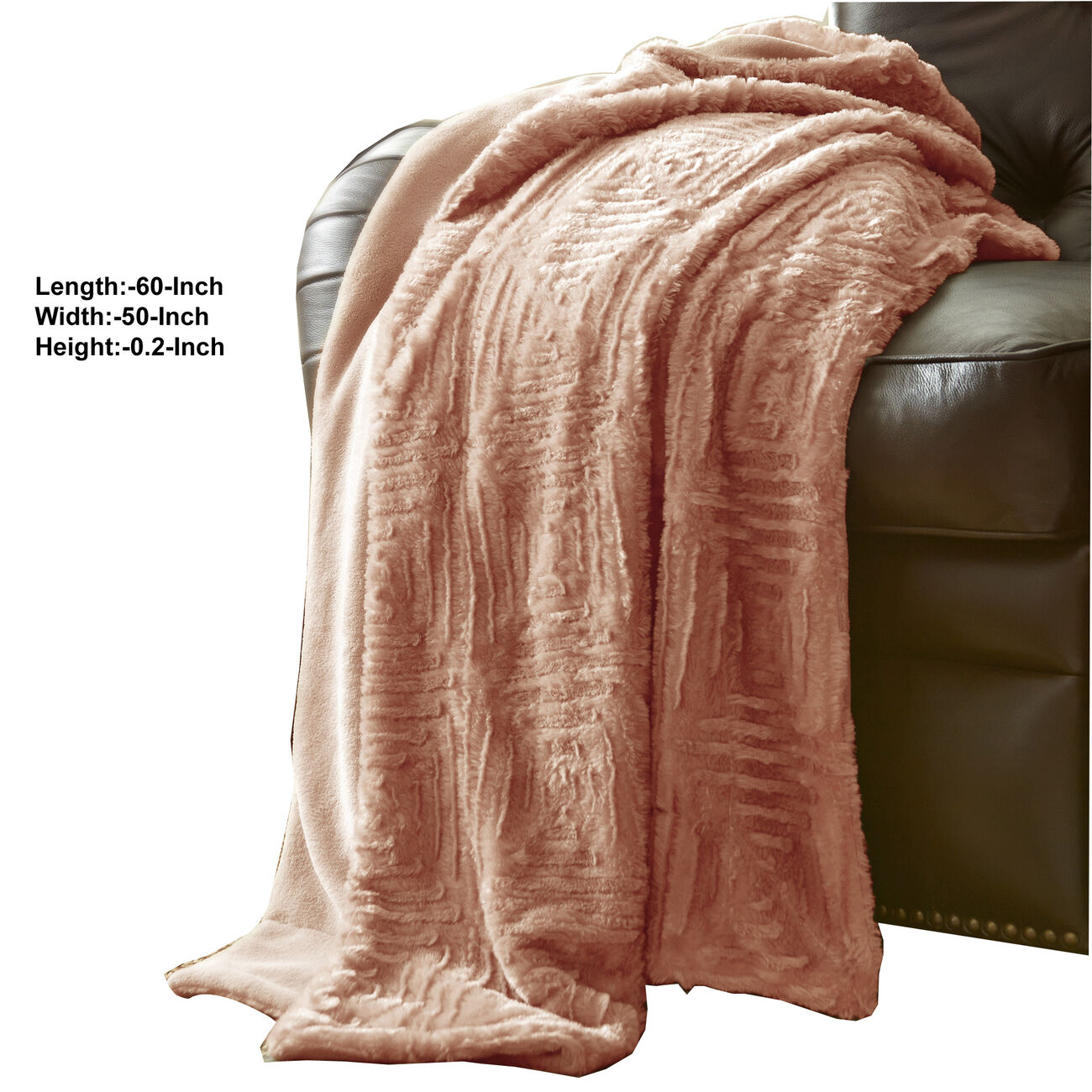 Treviso Faux Fur Throw with Fret Pattern The Urban Port, Pink