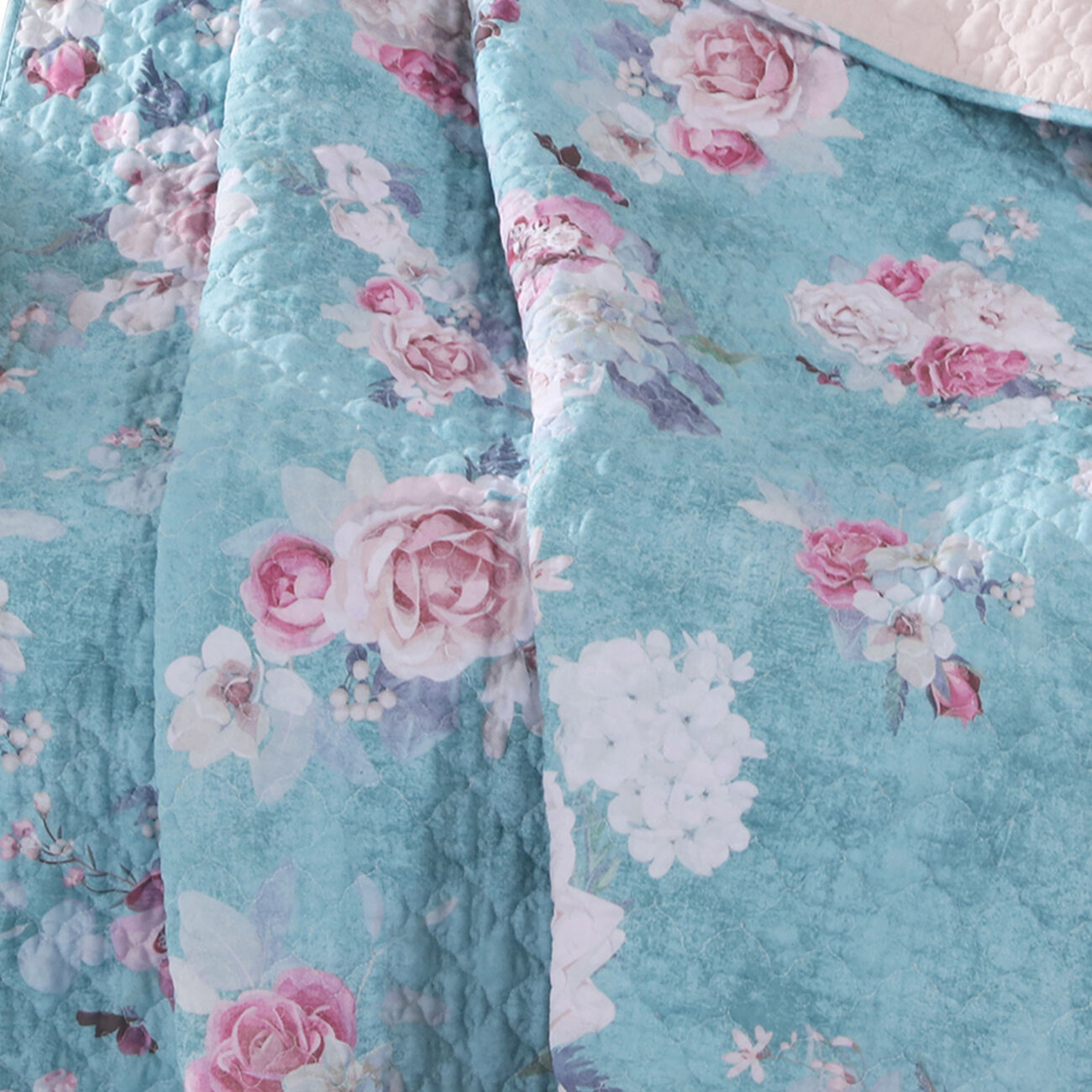 60 x 50 Inches Polyester Throw Blanket with Floral Print, Blue and White