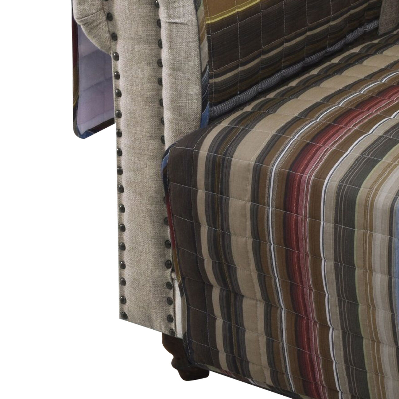 Stripe Pattern Cotton Arm Chair Protector with Waterproof Lining,Multicolor