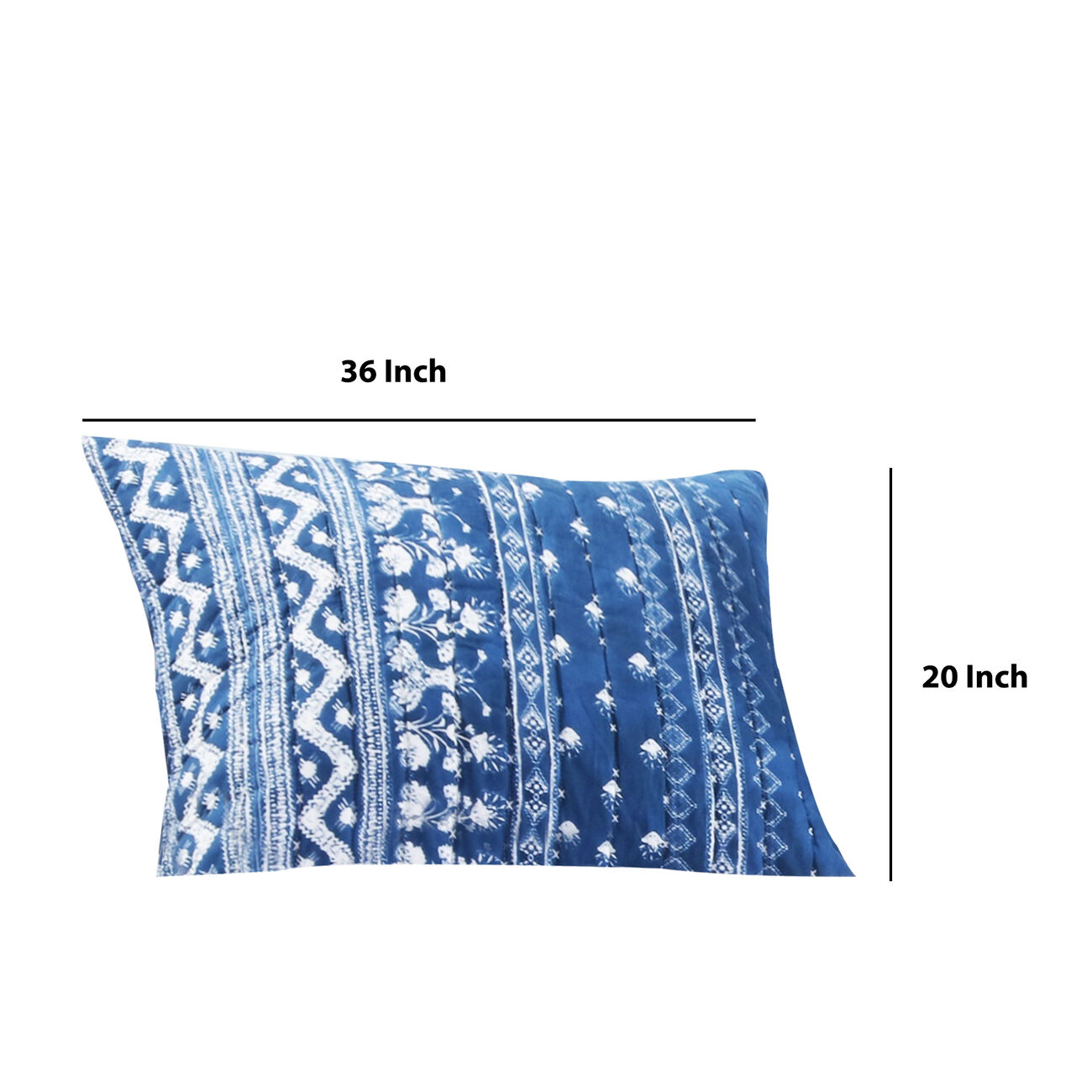 20 X 36 Geometric Pattern Pillow Sham with Polyester Filling, Blue