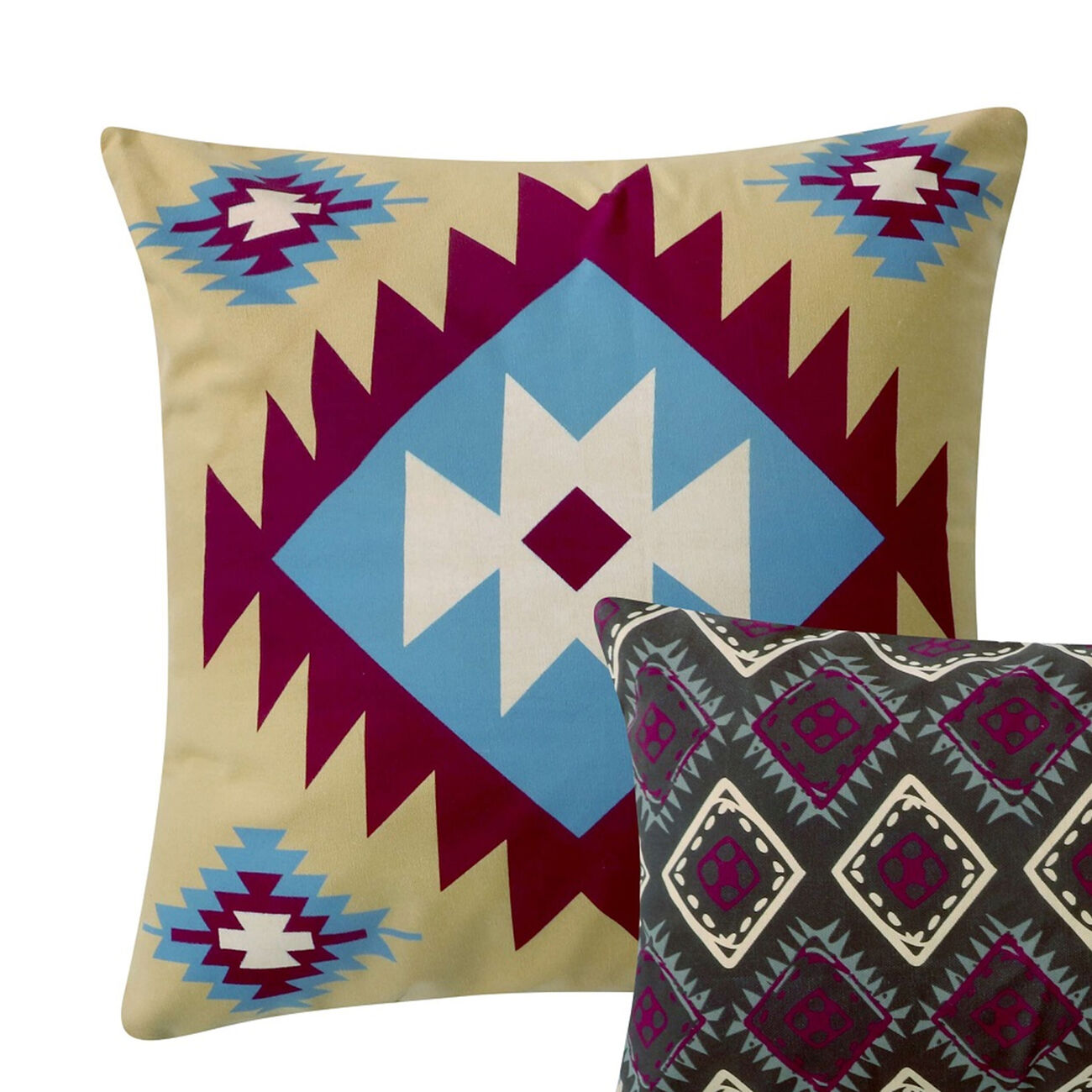 Decorative Pillow with Geometric Native Print, Pair of 2, Multicolor