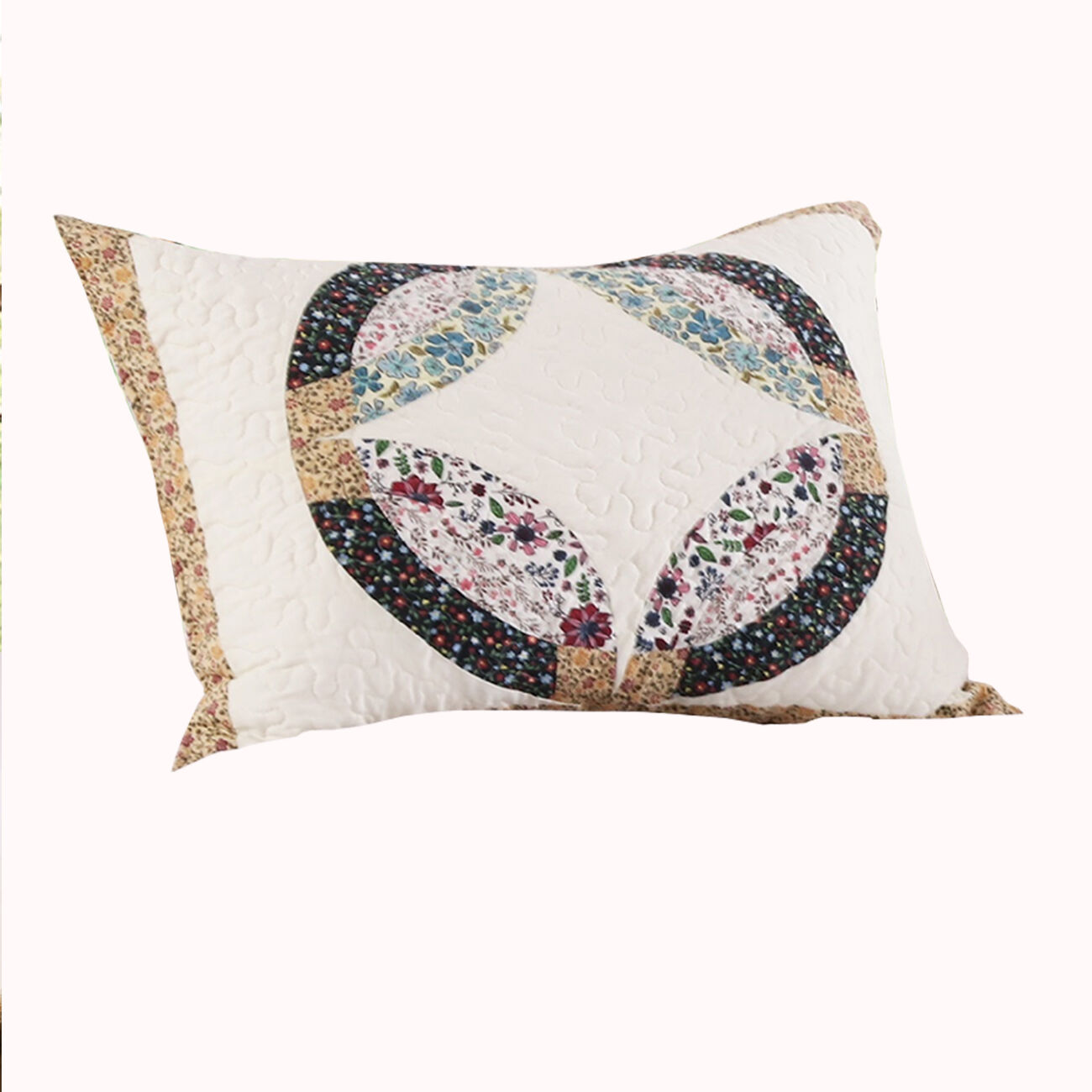 26 x 20 Polyester Standard Size Pillow Sham with Ring Patchwork, Multicolor