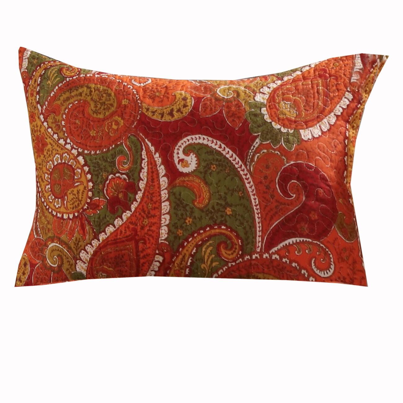 36 x 20 Polyester King Size Pillow Sham with Paisley Print, Cinnamon Red