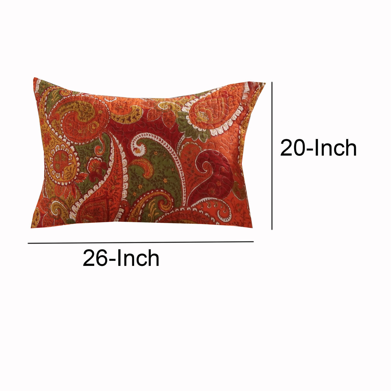 26 x 20 Polyester Standard Size Pillow Sham with Paisley Print, Cinnamon Red