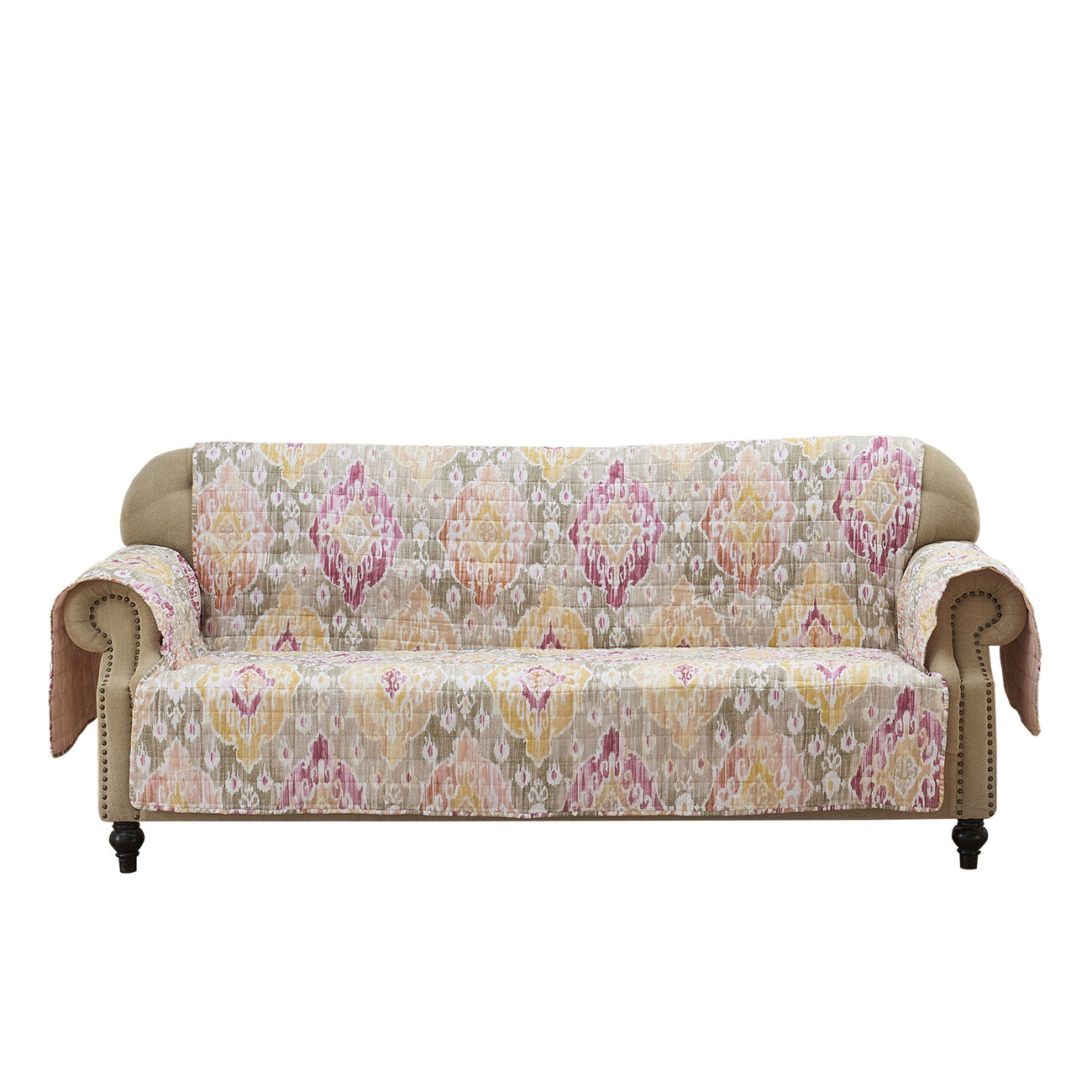 Fabric Reversible Sofa Protector with Medallion Pattern, Multicolor