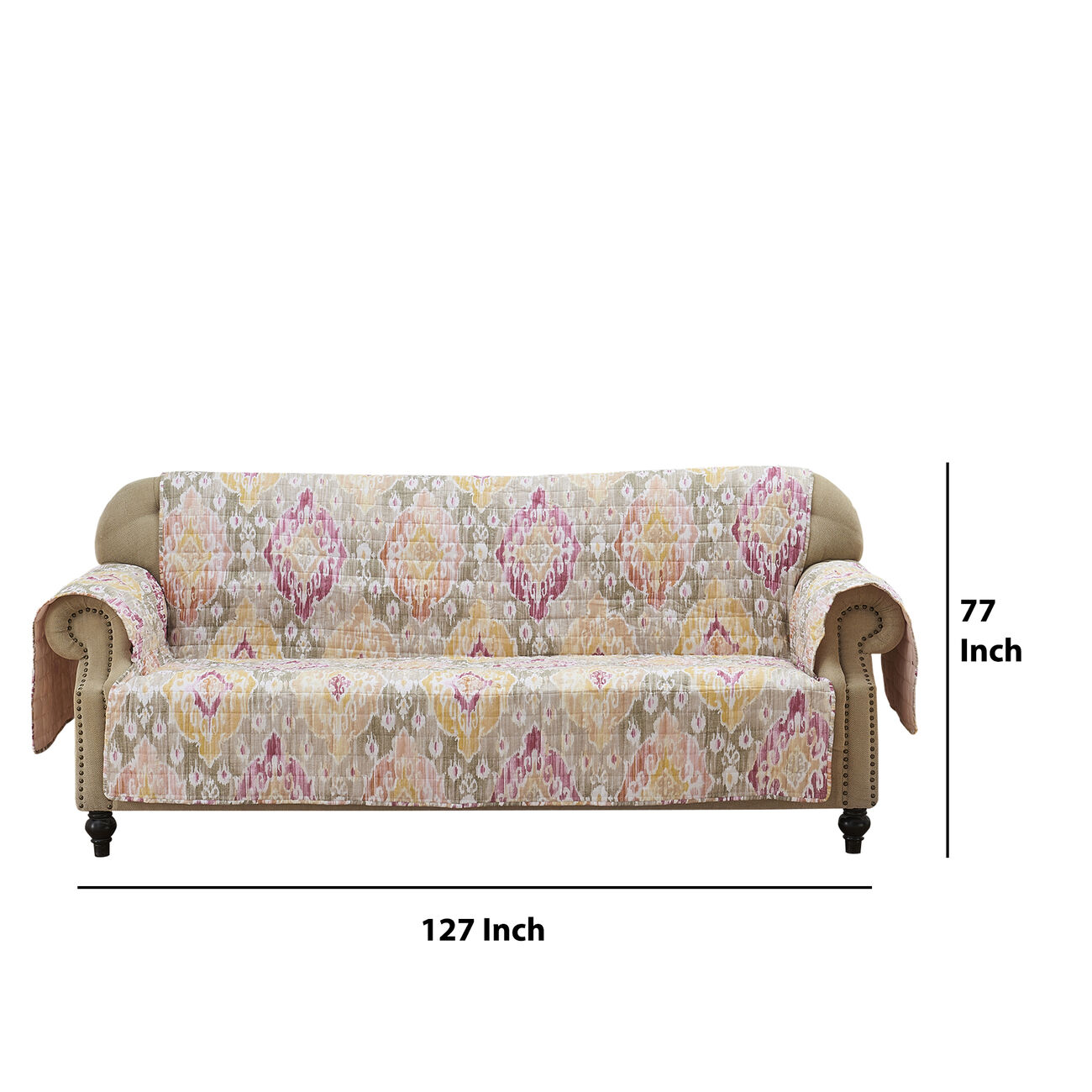 Fabric Reversible Sofa Protector with Medallion Pattern, Multicolor