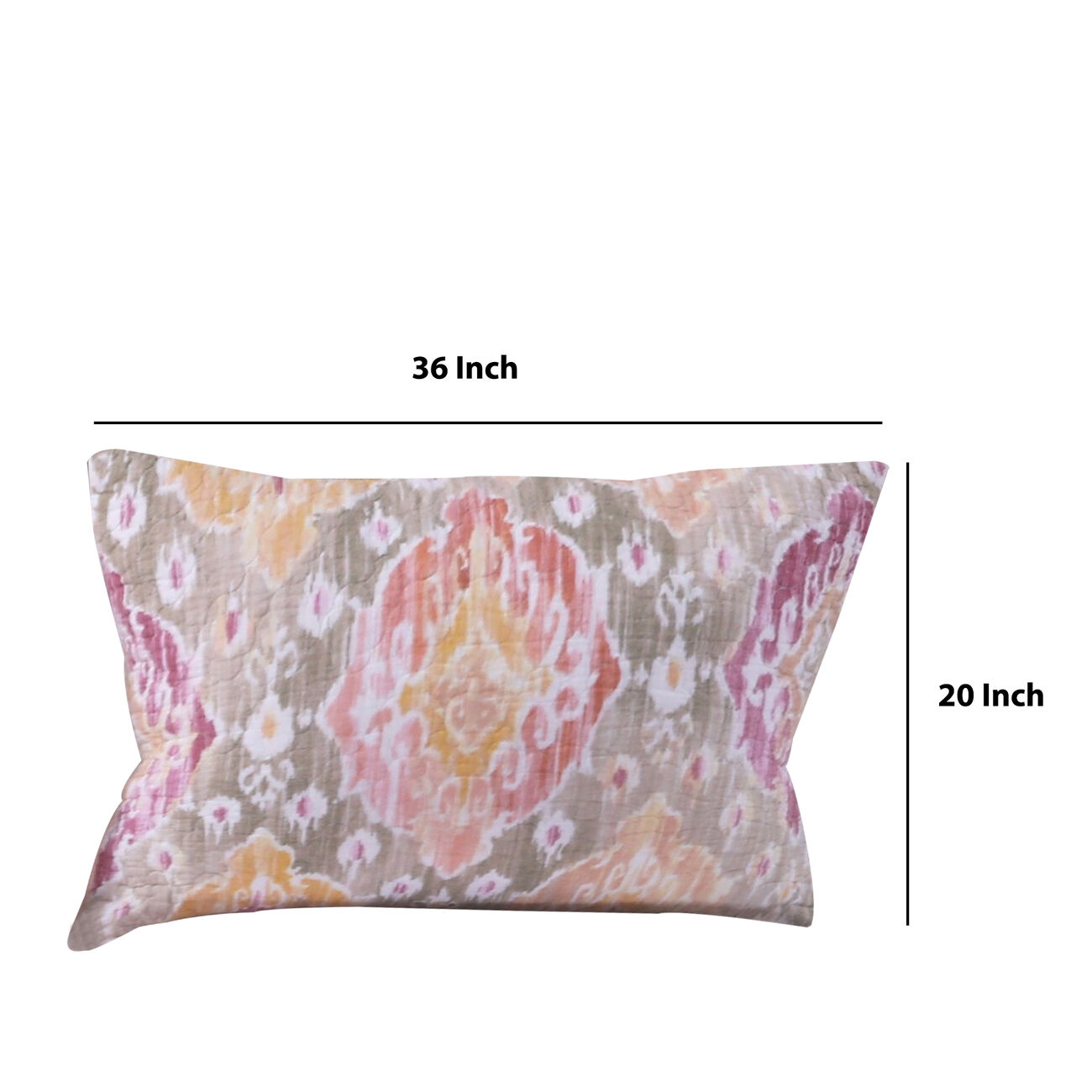 Fabric King Size Pillow Sham with Medallion Pattern, Multicolor