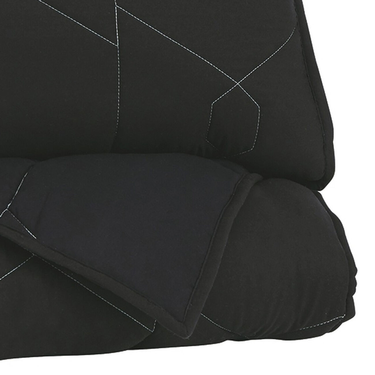 Geometrically stitched Twin Size Fabric Comforter set with 1 Sham, Black