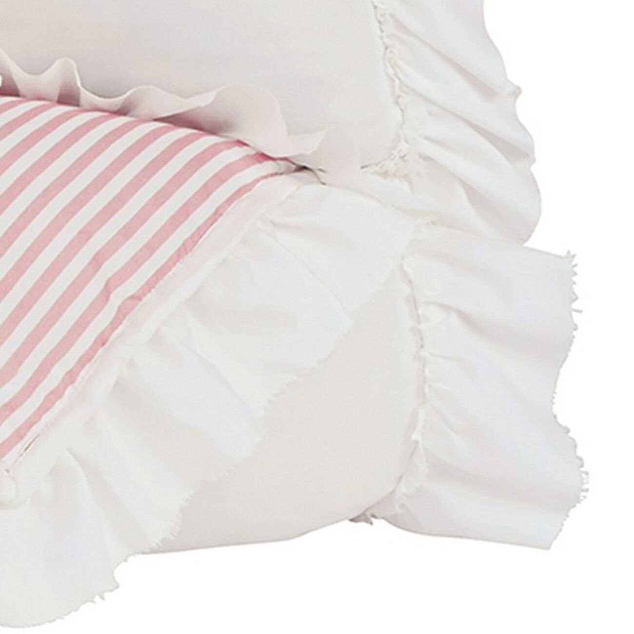 Flange Border Twin Size Reversible Fabric Comforter Set with 1 Sham, White