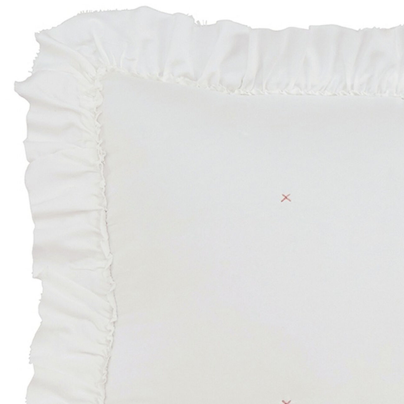 Flange Border Full Size Reversible Fabric Comforter Set with 2 Shams, White