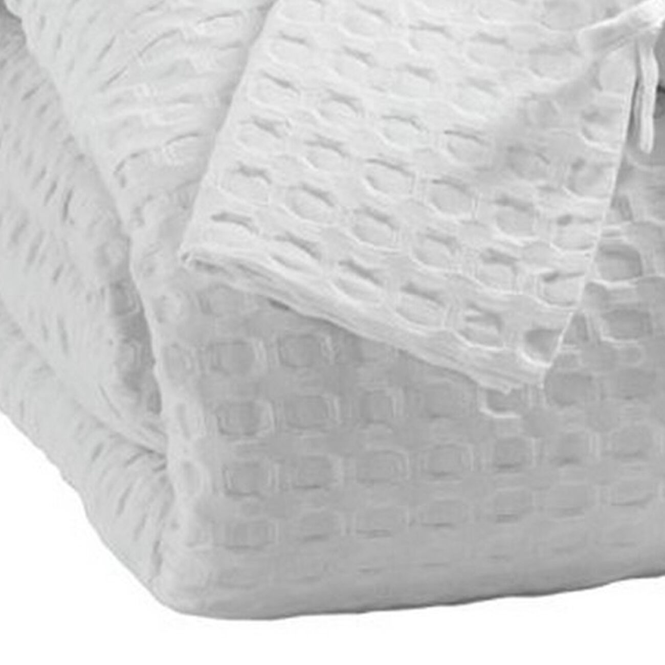 Fabric King Size Quilt Set with Stitched Grid Pattern and 2 Shams, White