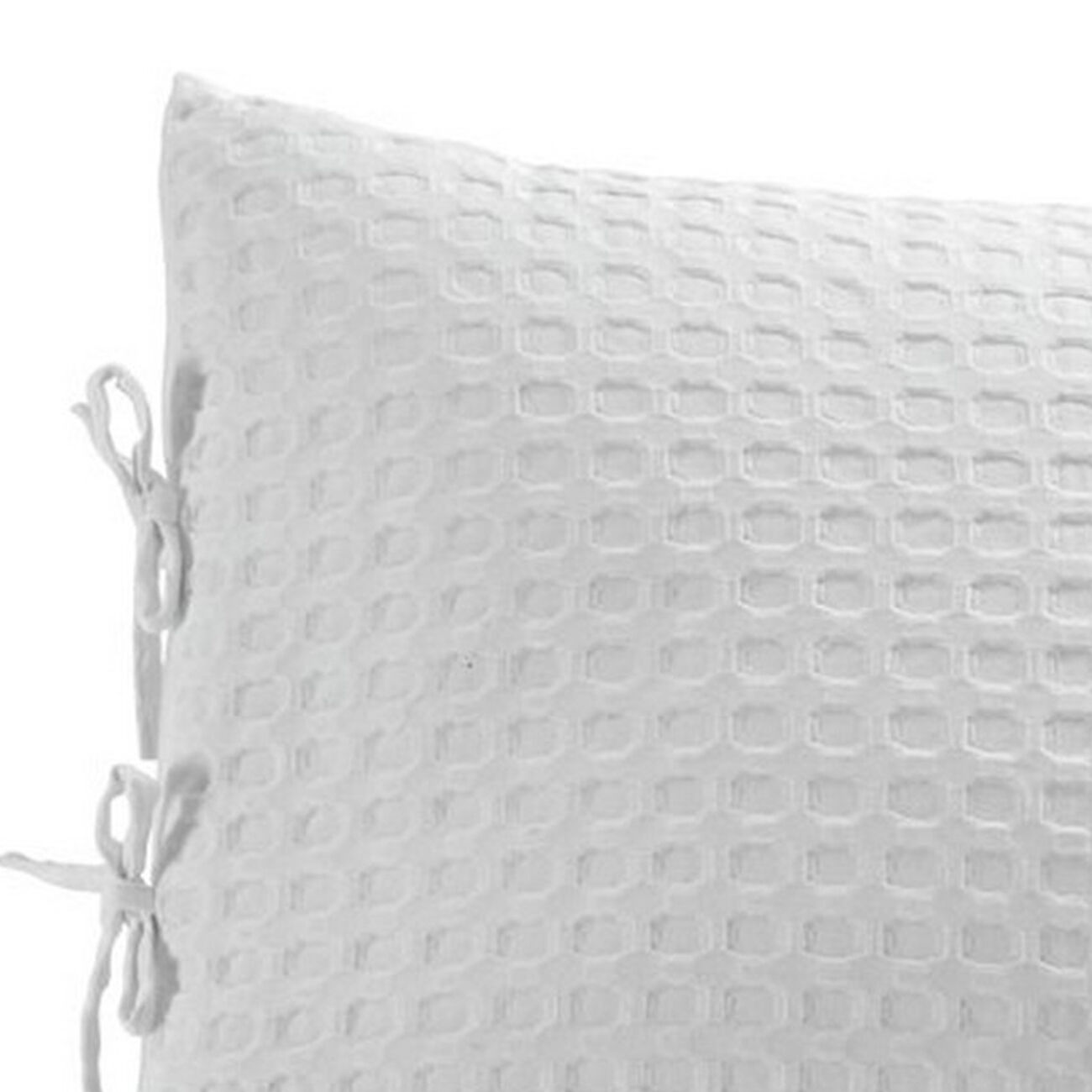 Fabric Queen Size Quilt Set with Stitched Grid Pattern and 2 Shams, White