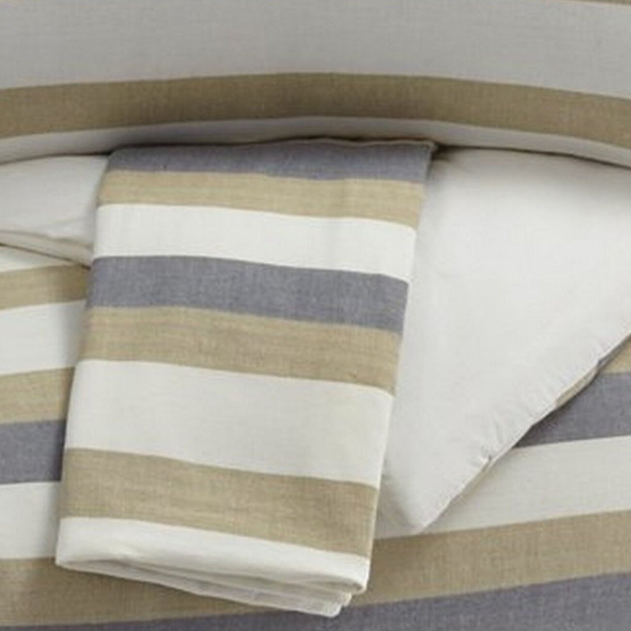 3 Piece Fabric Queen Comforter Set with Striped Print, Gray and Brown