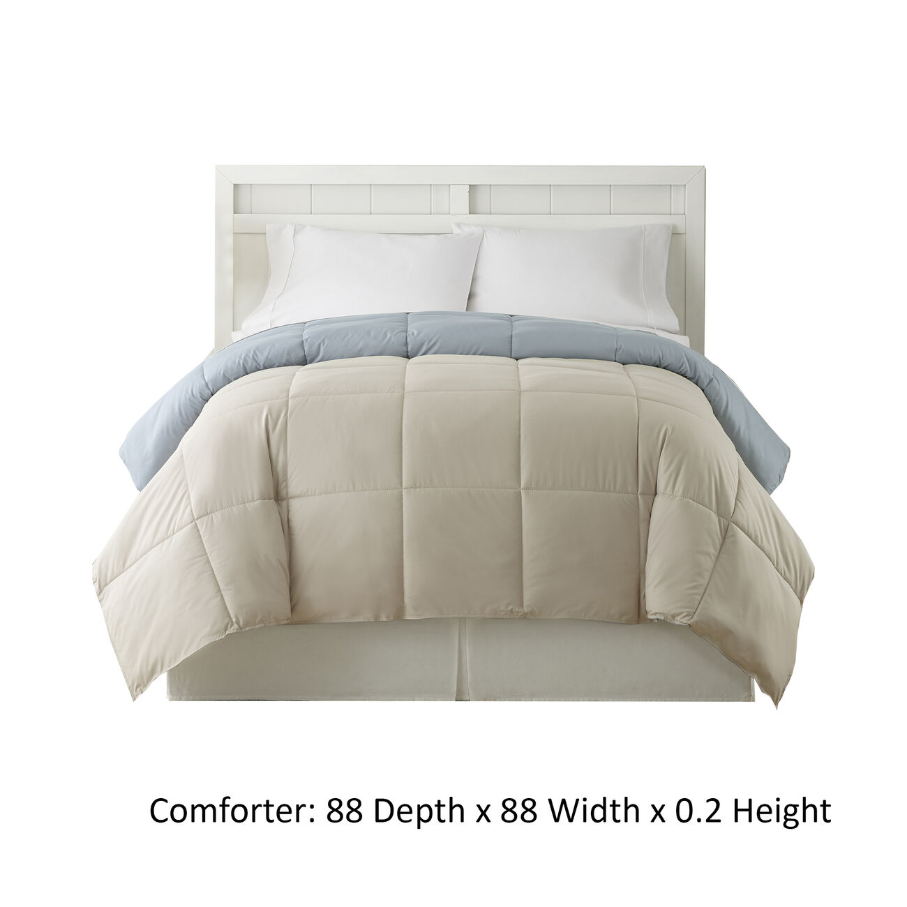 Genoa Queen Size Box Quilted Reversible Comforter The Urban Port, Gray and Blue