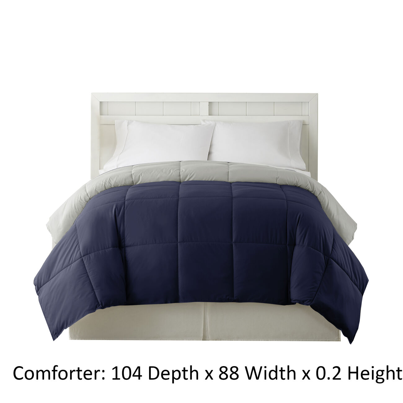 Genoa King Size Box Quilted Reversible Comforter The Urban Port, Silver and Blue