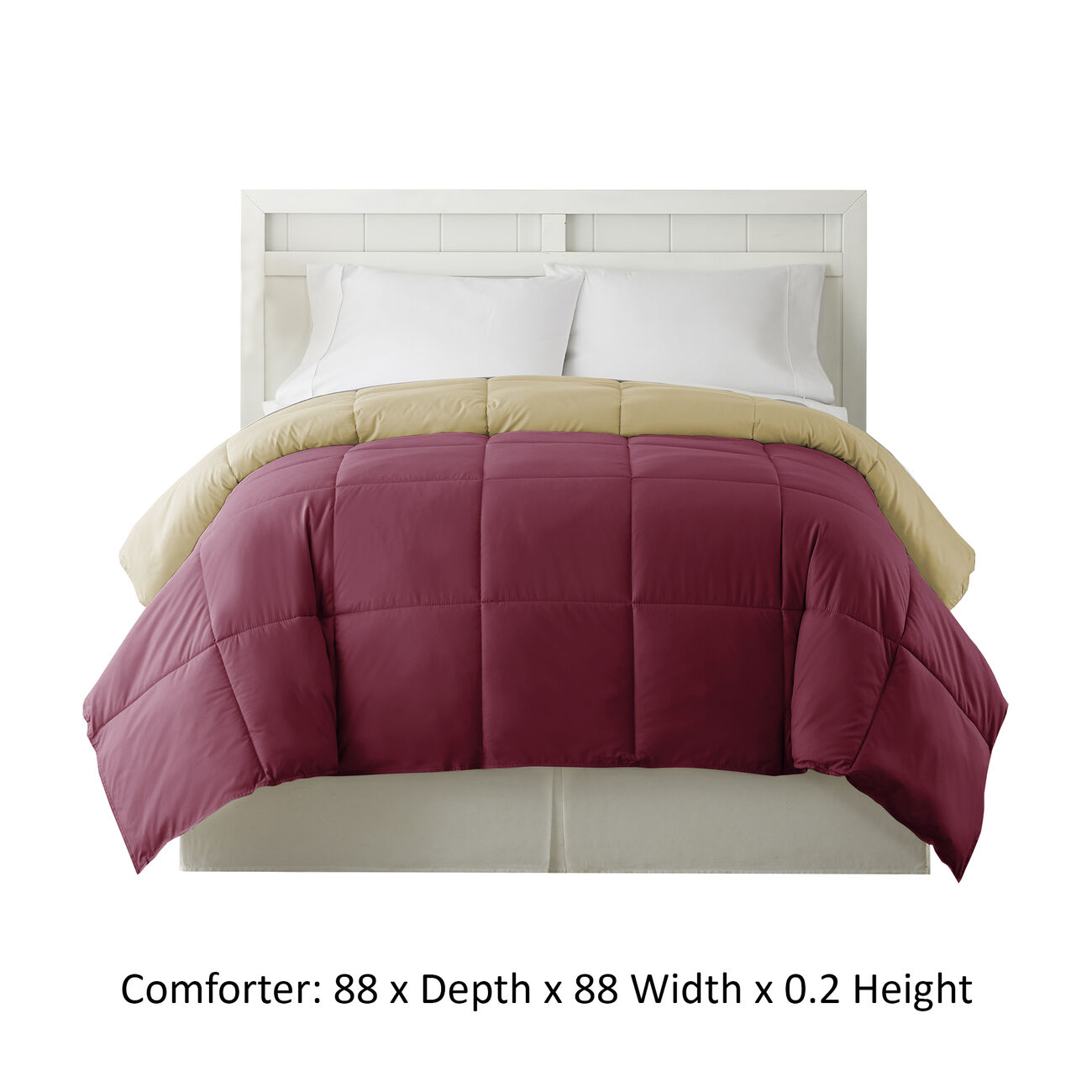 Genoa Queen Size Box Quilted Reversible Comforter The Urban Port, Pink and Beige