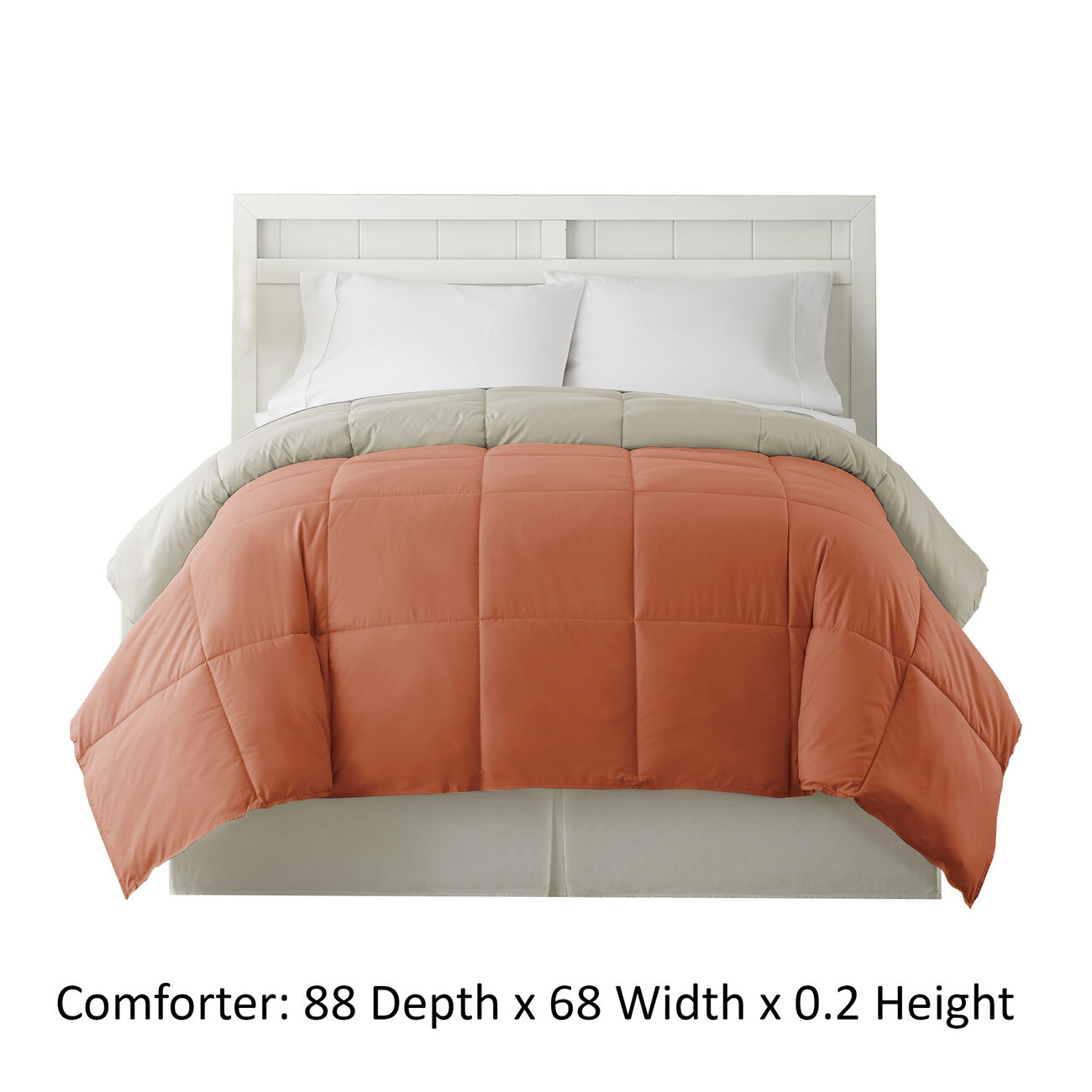 Genoa Twin Size Box Quilted Reversible Comforter The Urban Port, Orange and Gray