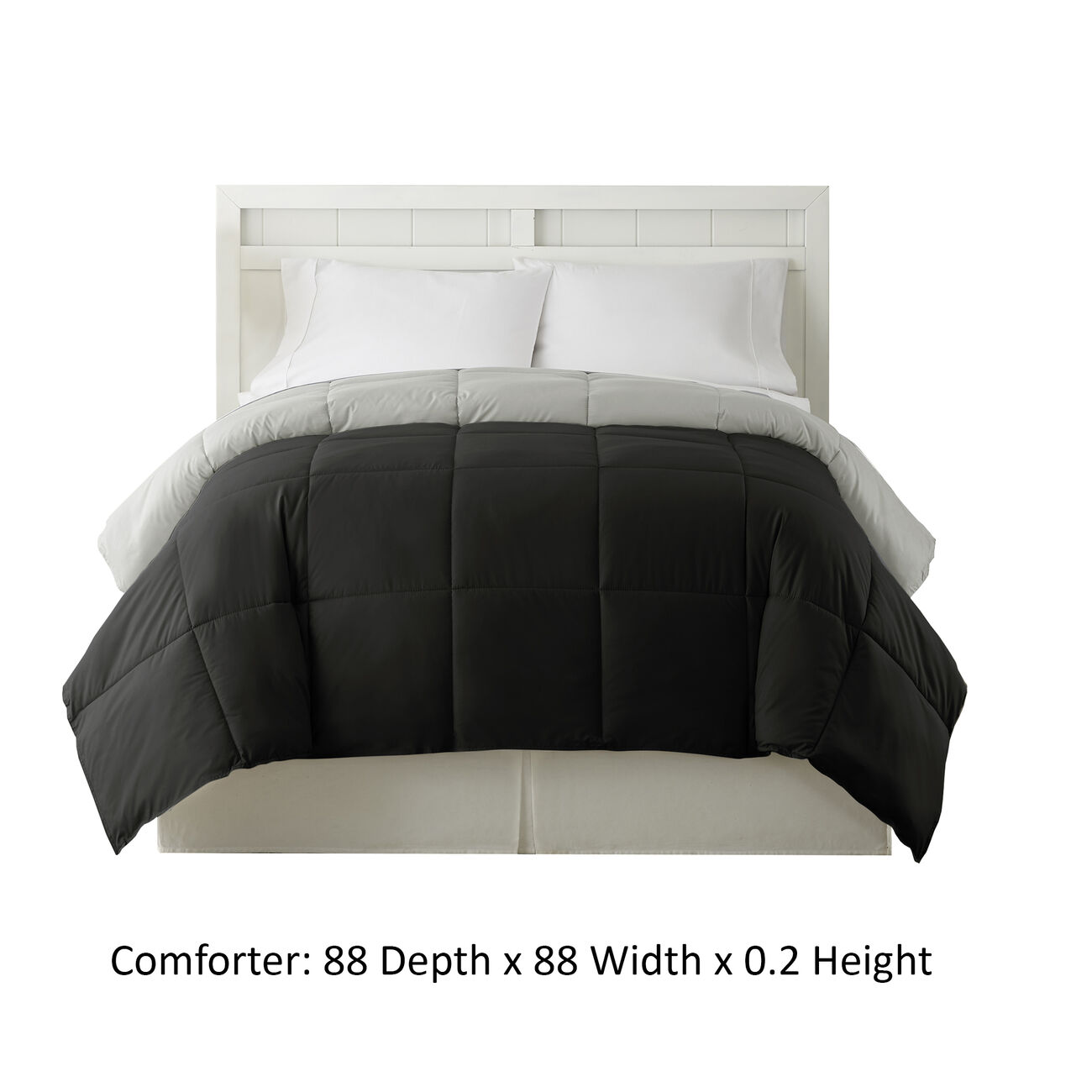 Genoa Queen Size Box Quilted Reversible Comforter The Urban Port, Black and Silver