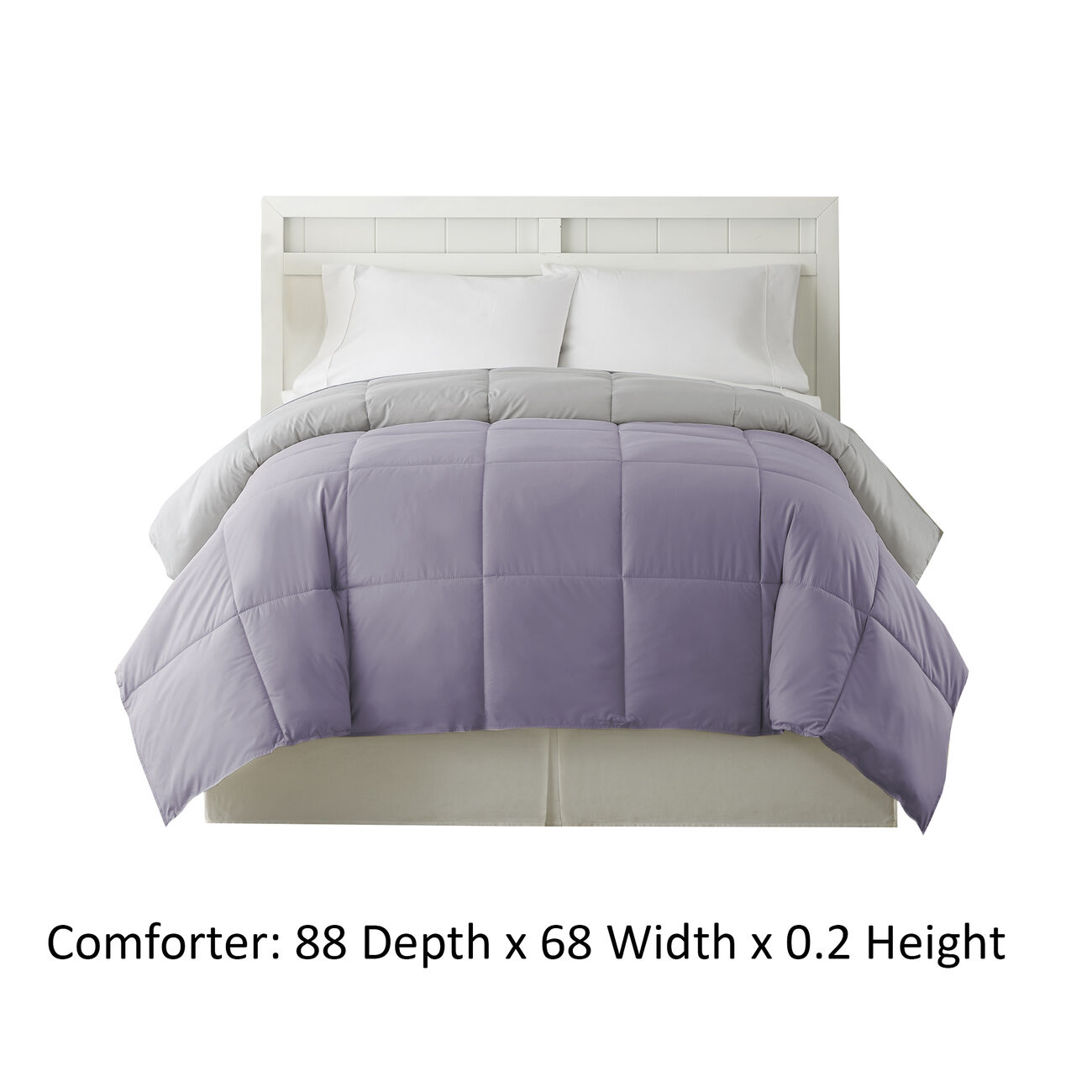 Genoa Twin Size Box Quilted Reversible Comforter The Urban Port, Purple and Gray