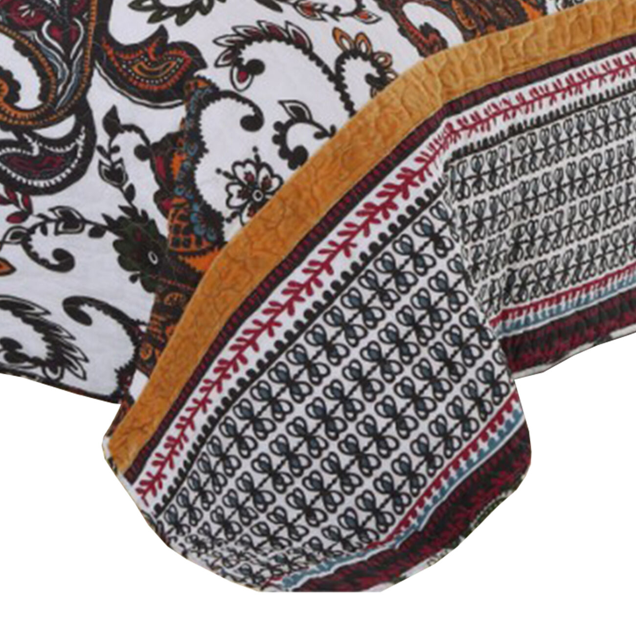 Detroit Fabric 3 Piece Queen Size Quilt Set with Tribal Motifs, Multicolor
