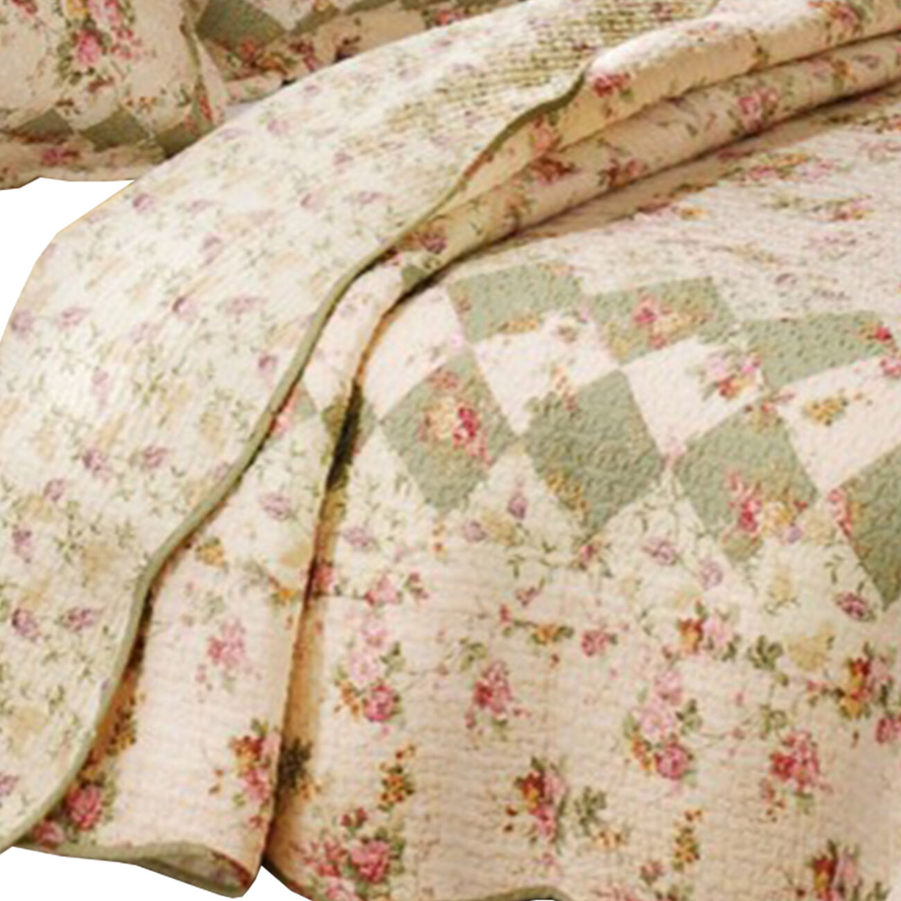 Denali 3 Piece Fabric King Size Quilt Set with Floral Prints, Multicolor