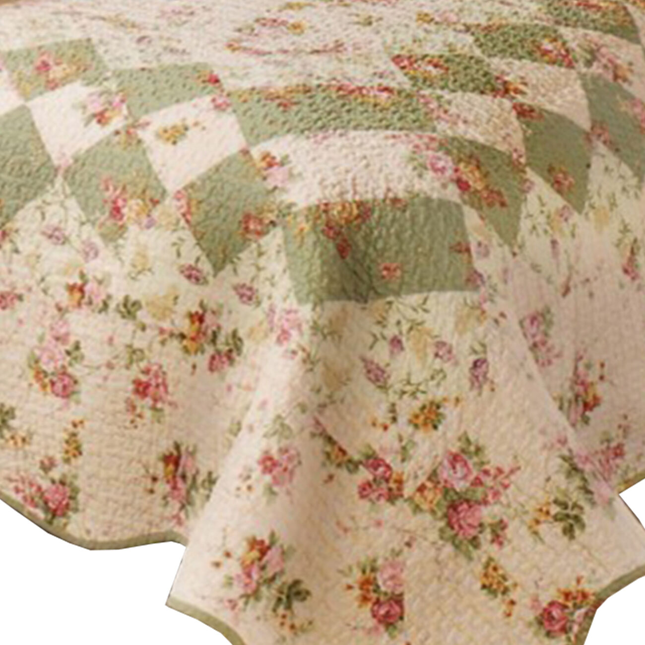 Denali 3 Piece Fabric Queen Size Quilt Set with Floral Prints, Multicolor
