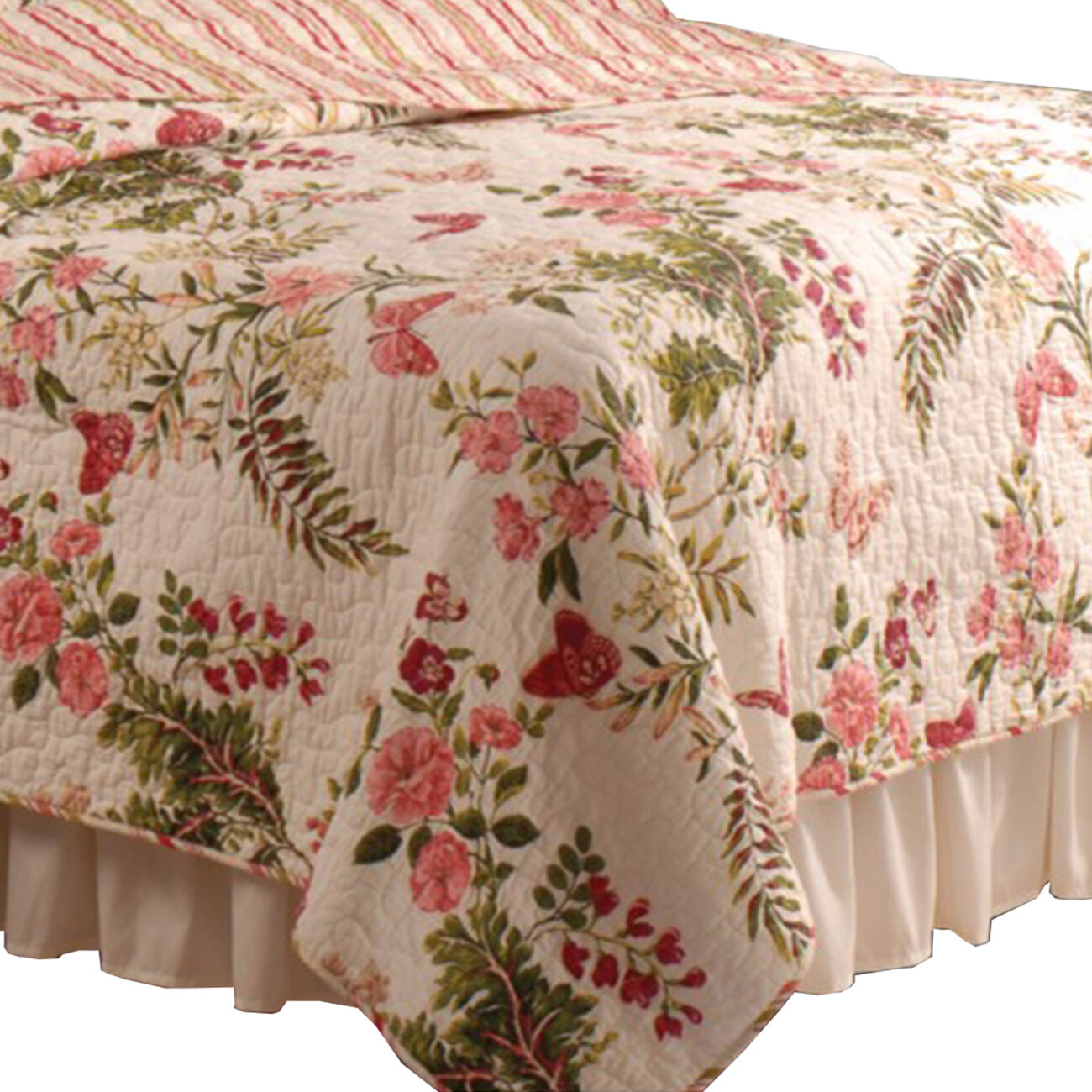 Atlanta Fabric 3 Piece King Size Quilt Set with Butterfly Prints,Multicolor
