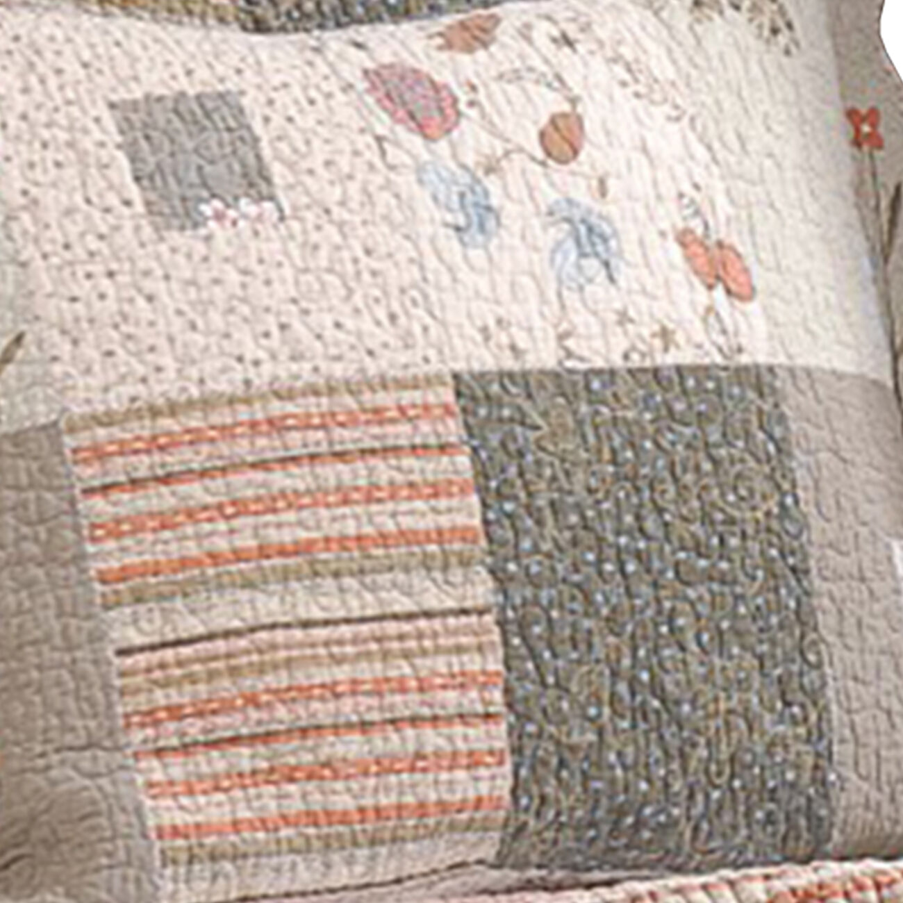 Douro Fabric King Size Pillow Sham with Patchwork and Scalloped Ends, Brown