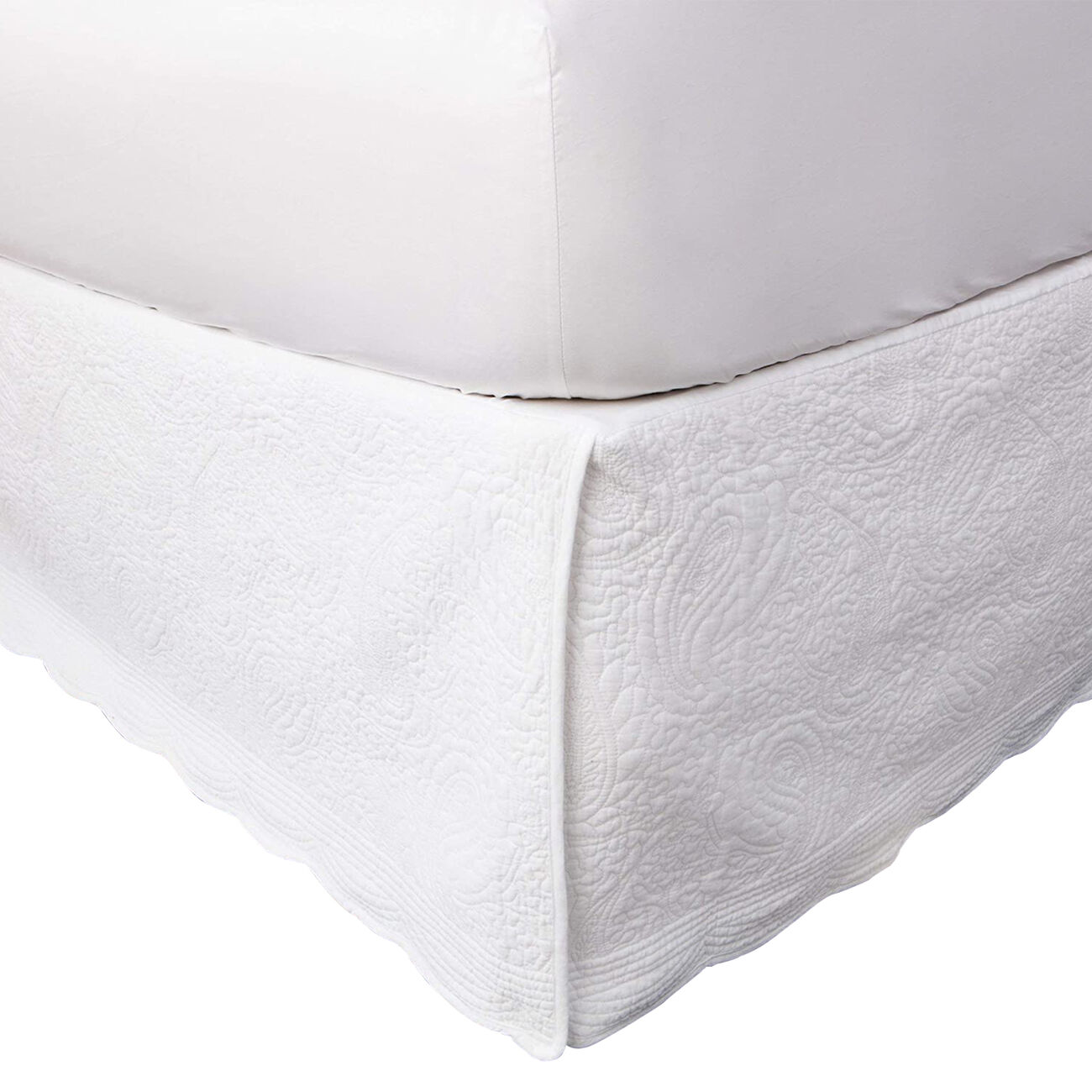 Tiber Fabric Twin Size Bed Skirt With, White Twin Size Bed Skirt