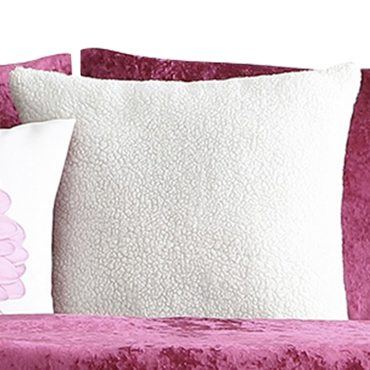 5 Piece Velvet Full Size Comforter Set with Accent Pillows, Pink