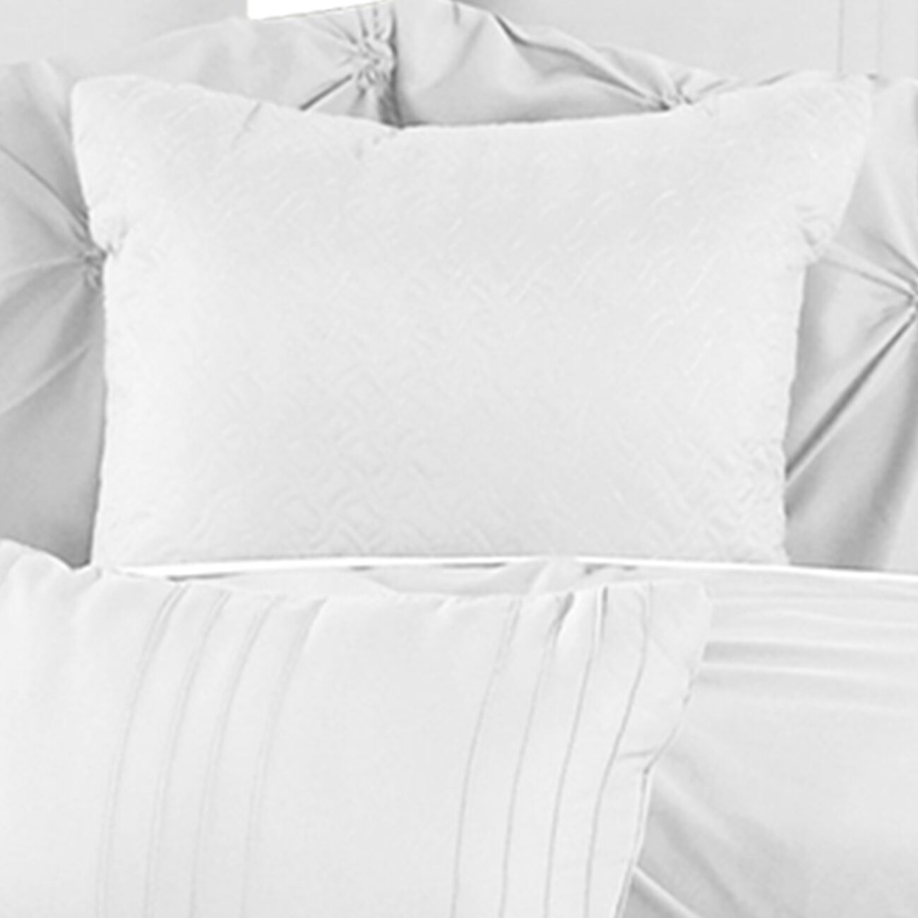 8 Piece King Polyester Comforter Set with Diamond Tufting, White