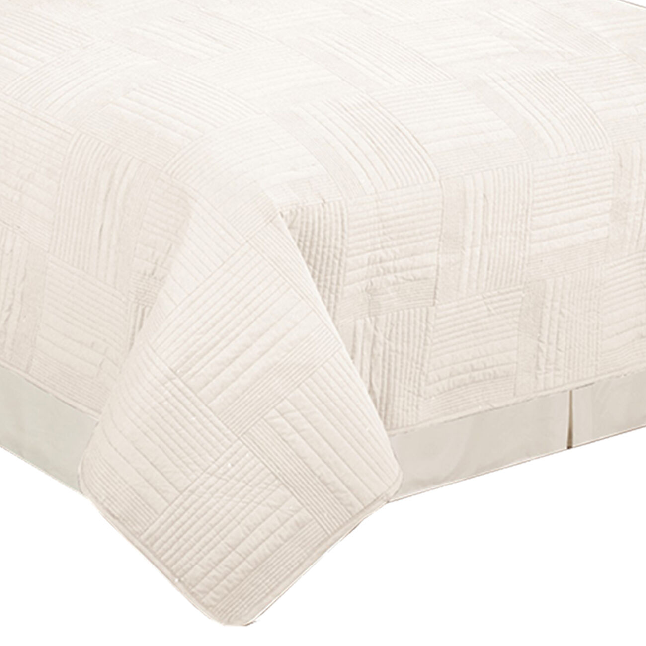 3 Piece Queen Quilt Set with Vertical and Horizontal Stitched Details,White