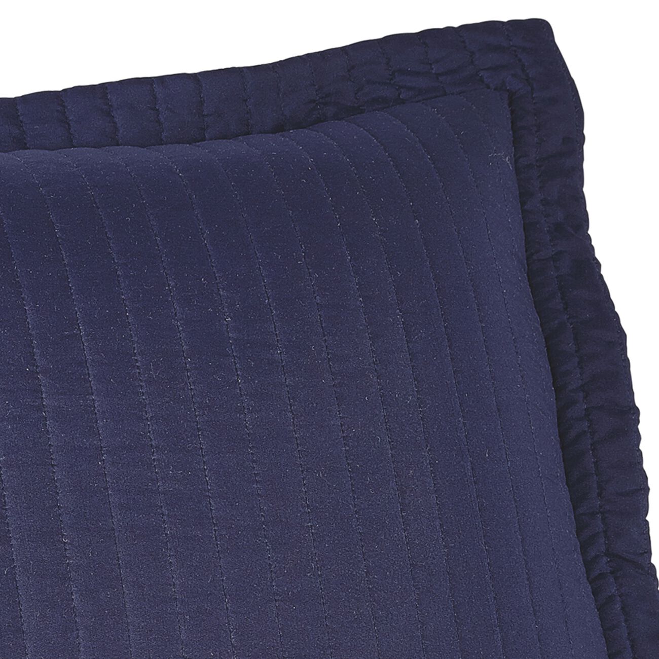 3 Piece Fabric King Coverlet Set with Vertical Channel Stitching, Blue