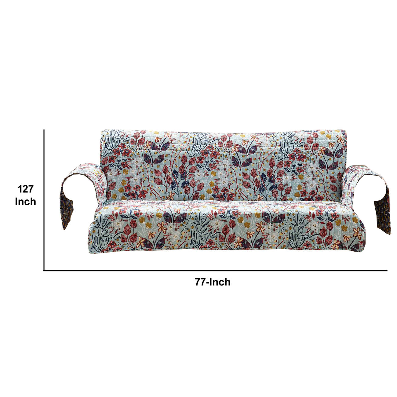 Isar Fabric Sofa Protector with Floral Pattern and Elastic Strap, Multicolor