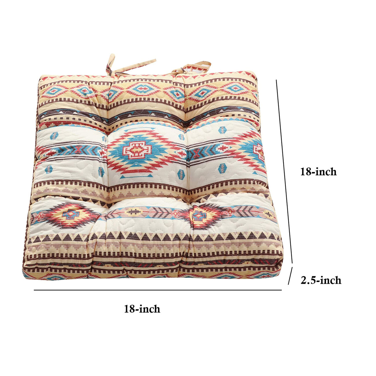 Tisa Traditional Ikat Pattern Fabric Chair Pad, Multicolor