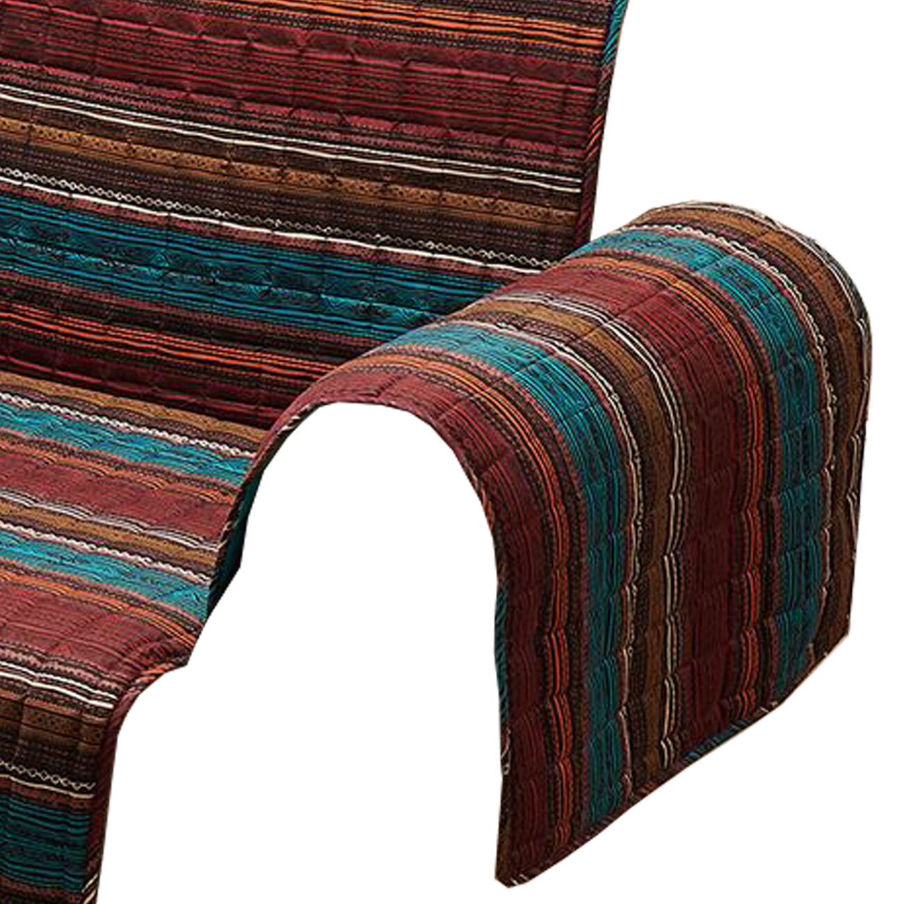 Oka Fabric Loveseat Protector with Striped Pattern, Brown and Orange