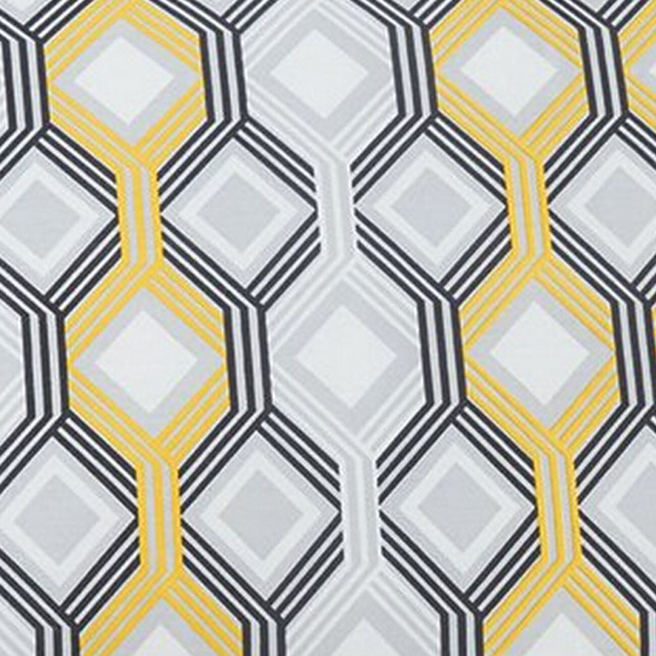 Fabric Queen Size Quilt Set with Diamond Pattern, Gray and Yellow